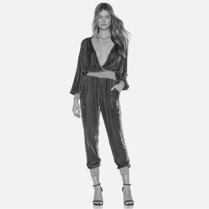 Young Fabulous & Broke Ambrosia Velvet Black Jumpsuit